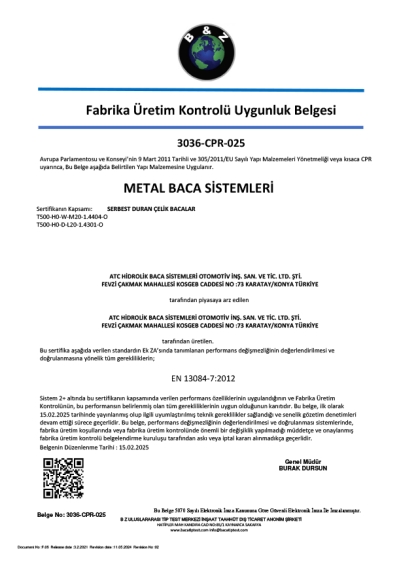 Serbest Duran Baca Belgesi